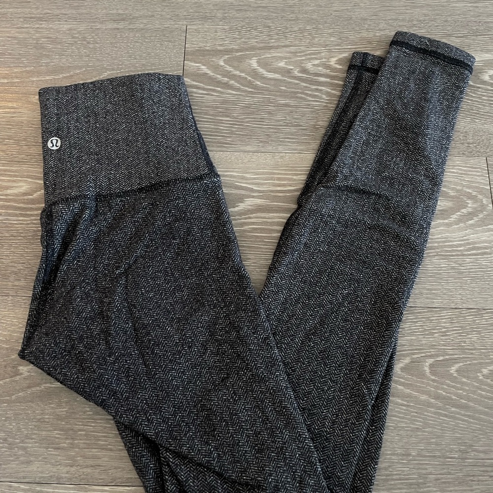 lululemon Wunder Under Pant High Rise Herringbone Black/Grey Leggings